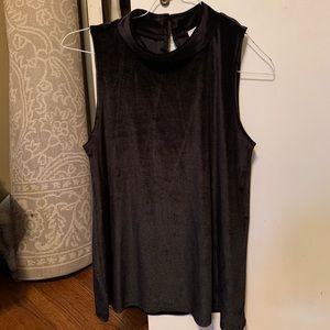 Loft black velvet, sleeveless top.